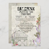 Rustic weddibg-uitnodigingskaart kaart (Voorkant / Achterkant)