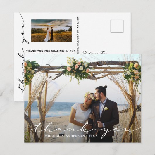 Rustic Wedding 2 Foto Dank je wel Briefkaart (Voorkant / Achterkant)