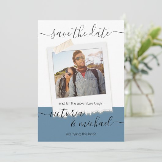 Rustic Wedding Adventure Foto Opslaan datum Kaart (Staand voorkant)