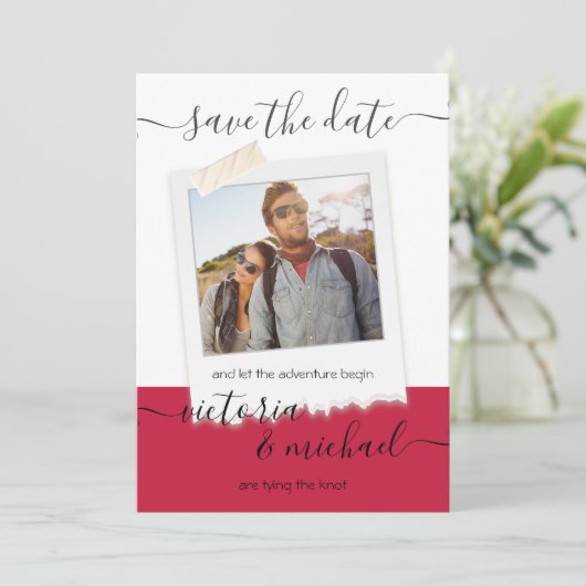 Rustic Wedding Adventure Foto Opslaan datum Kaart (Staand voorkant)