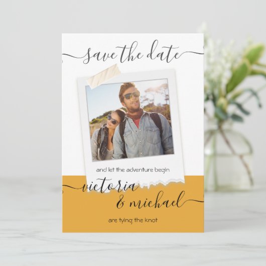 Rustic Wedding Adventure Foto Opslaan datum Kaart (Staand voorkant)