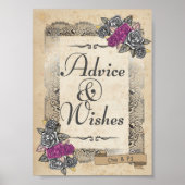 Rustic Wedding Advice and Wishes Sign Poster (Voorkant)