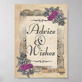 Rustic Wedding Advice and Wishes Sign Poster