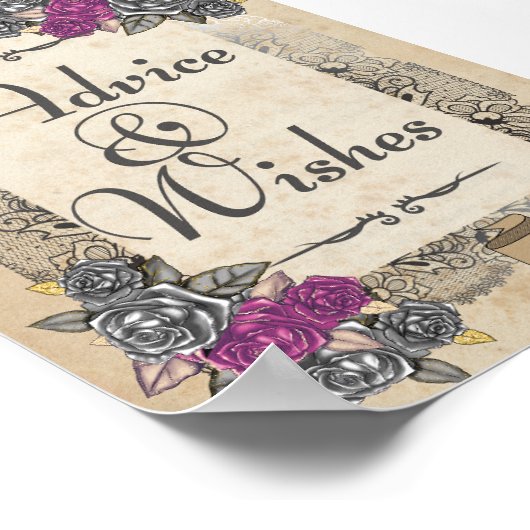 Rustic Wedding Advice and Wishes Sign Poster (Hoek)