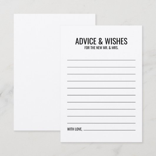Rustic Wedding Advice en Wishes Kaart (Voorkant / Achterkant)