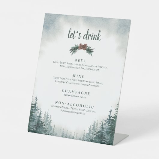 Rustic Wedding Alcohol Drink Bar Pedestal Sign Reclamebord Met Voetstuk (Voorkant)