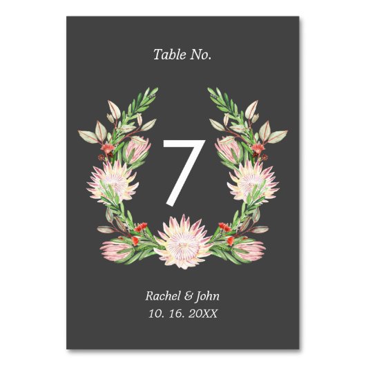 Rustic Wedding Australian Flowers Bold Font Grey Kaart (Achterkant)