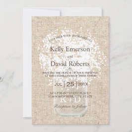 Rustic Wedding Baby's Breath Mason Jar Kaart