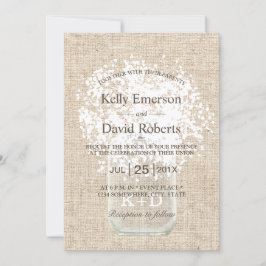 Rustic Wedding Baby's Breath Mason Jar Kaart