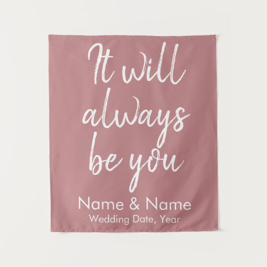 Rustic Wedding Backdrop Ceremony Dusty Roos Decor Wandkleed (Voorkant)