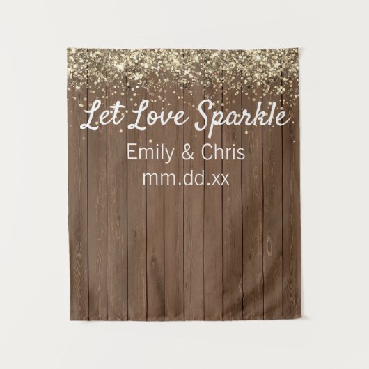 Rustic Wedding Backdrop, Let Love Gold Photo Booth Wandkleed (Voorkant)
