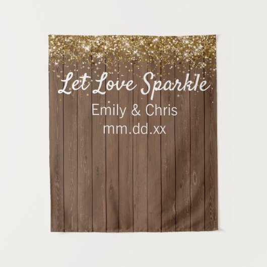Rustic Wedding Backdrop, Wood Sparkle Photo Booth Wandkleed (Voorkant)