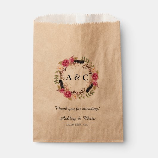 Rustic Wedding Bags Boho Wedding Treat Bag Bedankzakje (Voorkant)