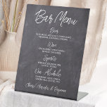 Rustic Wedding Bar - Gepersonaliseerd menu Drink Reclamebord Met Voetstuk<br><div class="desc">Menu Bar! Eenvoudige maar elegante kalligrafie, dit bord van de trouwlende drink kenmerkt vier drinken "Bier", "Wijn", "Spirits" en "Niet-Alcoholic", gepersonaliseerd met uw drinken van keuze. Pas dit elegante trouwbord aan met uw namen en het menu van de drink van de trouwbar! COPYRIGHT © 2020 Judy Burrows, Black Dog Art...</div>