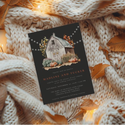 Rustic Wedding Barn Floral String Lights Kaart