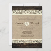 Rustic Wedding | Barn Wood Lace en Burlap Kaart (Voorkant)