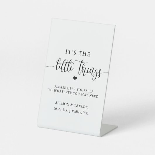 Rustic Wedding Bathroom Basket Reclamebord Met Voetstuk (Voorkant)