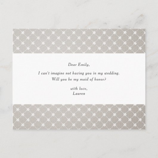 Rustic Wedding Be My Maid of Honor Uitnodiging Briefkaart (Achterkant)