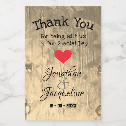 Rustic Wedding Bedankt Aangepaste namen Chic Mini Wijn Etiket (Enkel label)