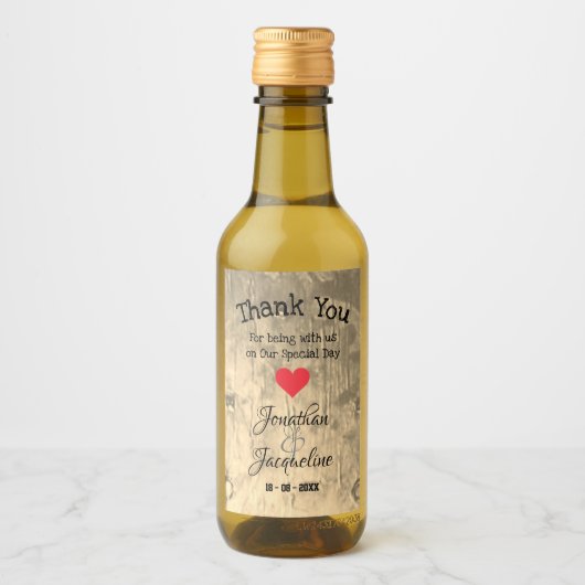 Rustic Wedding Bedankt Aangepaste namen Chic Mini Wijn Etiket (Voorkant)