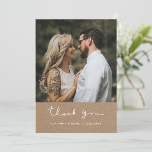 Rustic Wedding Bedankt Kraft Paper (Staand voorkant)