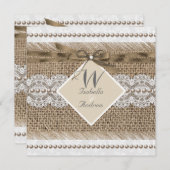 Rustic Wedding Beige lace Burlap Pearl White Kaart (Voorkant / Achterkant)