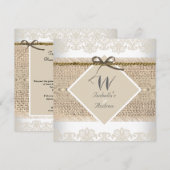 Rustic Wedding Beige lace Burlap White Kaart (Voorkant / Achterkant)