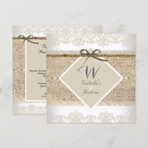 Rustic Wedding Beige lace Burlap White Kaart
