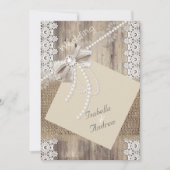 Rustic Wedding Beige Pearl Lace Wood Burlap 4 Kaart (Voorkant)
