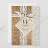 Rustic Wedding Beige White Lace Burlap Pearl 5 Kaart (Voorkant)