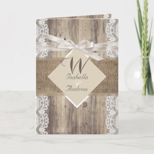 Rustic Wedding Beige White Lace Wood Burlap