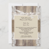 Rustic Wedding Beige White Lace Wood Burlap 2 Kaart (Achterkant)