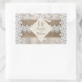 Rustic Wedding Beige White Lace Wood Burlap AB Rechthoekige Sticker (Tas)