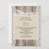 Rustic Wedding Beige White Lace Wood Kaart (Achterkant)