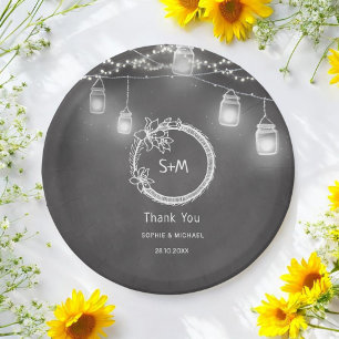 Rustic Wedding Black Chalkboard Mason Jar Papieren Bordje