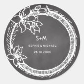 Rustic Wedding Black White Floral Sticker (Voorkant)