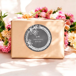 Rustic Wedding Black White Floral Sticker