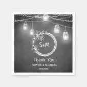Rustic Wedding Black White Mason Jar Servet (Voorkant)