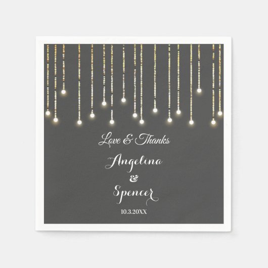 Rustic Wedding Black White String Lights Servet (Voorkant)