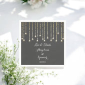 Rustic Wedding Black White String Lights Servet