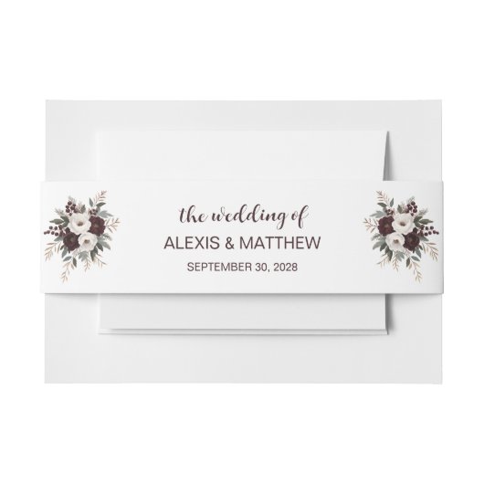 Rustic Wedding Bloemen Uitnodiging Buikband Uitnodigingen Wikkel (Voorkant Voorbeeld)