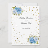  Rustic Wedding Blue Flowers gouden sterren Kaart (Achterkant)