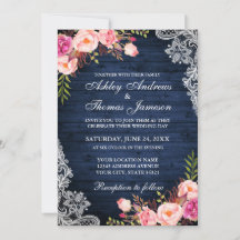 Rustic Wedding Blue Wood Pink Floral Lace
