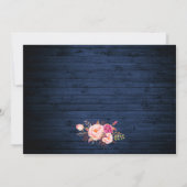 Rustic Wedding Blue Wood Pink Floral Lights Bedankkaart (Achterkant)