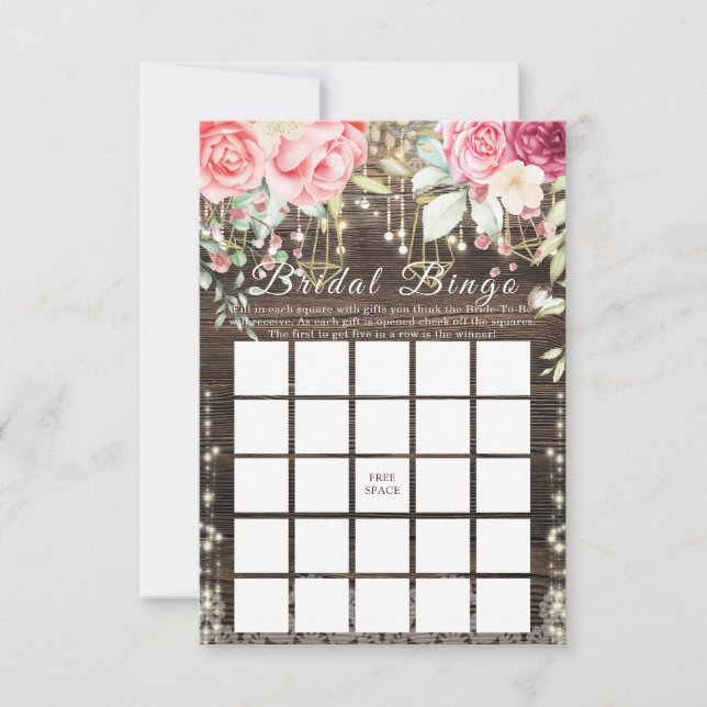 Rustic Wedding Bridal Bingo (Voorkant)