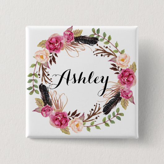 Rustic Wedding Bridesmaid Gift Boho Wedding Party Vierkante Button 5,1 Cm (Voorkant)