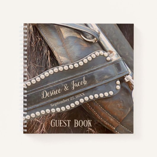 Rustic Wedding Brown country Western Horse Guest Notitieboek (Voorkant)