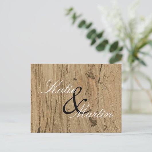 Rustic Wedding Brown Woodgrain Foto Hartelijk dank Briefkaart (Staand voorkant)
