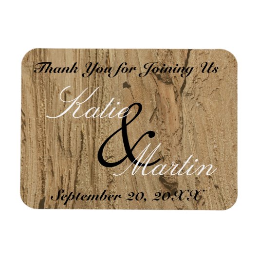 Rustic Wedding Brown Woodgrain Foto Hartelijk dank Magneet (Horizontaal)