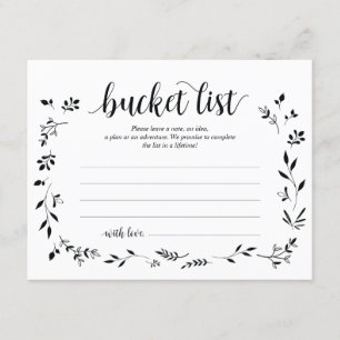 Rustic Wedding bucket list Card, Advice Card Kaart